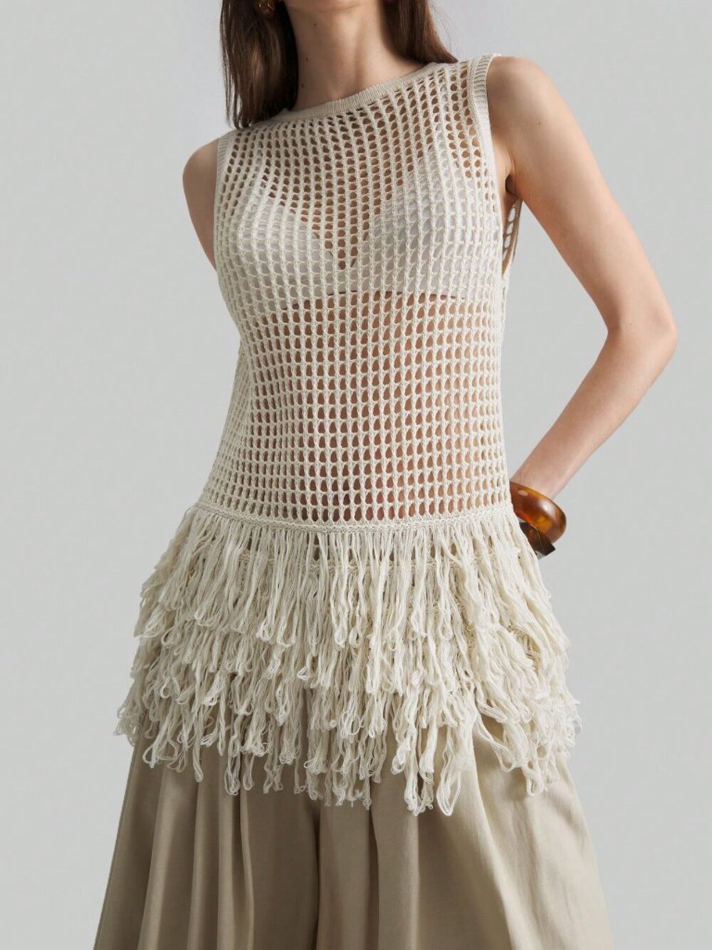 Apricot Casual Women's fringe detailed top